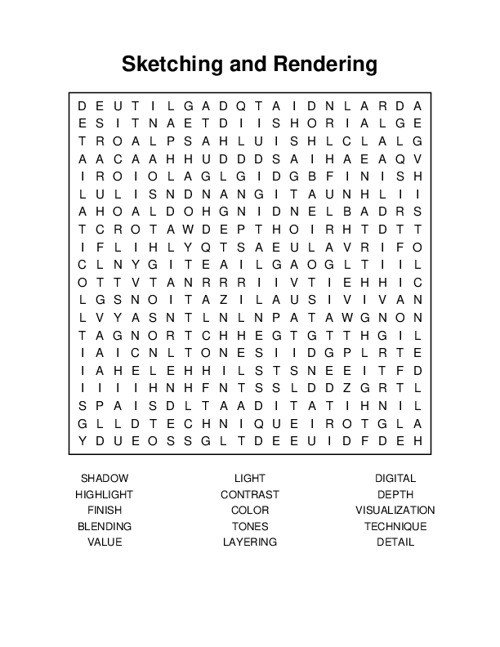 Sketching and Rendering Word Search Puzzle