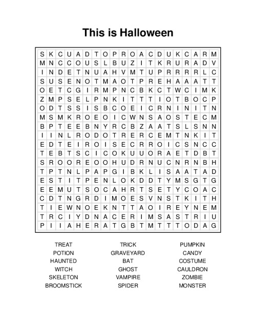 This is Halloween Word Search Puzzle