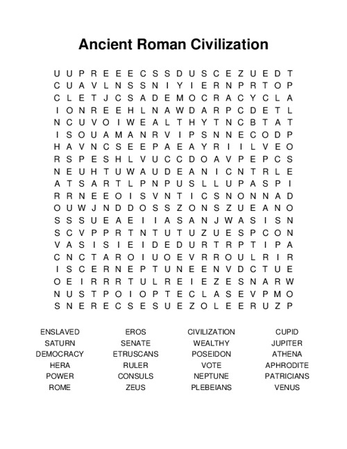 Ancient Roman Civilization Word Search Puzzle