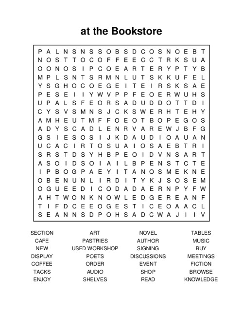 at the Bookstore Word Search Puzzle