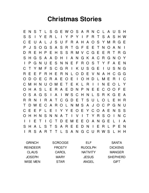 Christmas Stories Word Search Puzzle