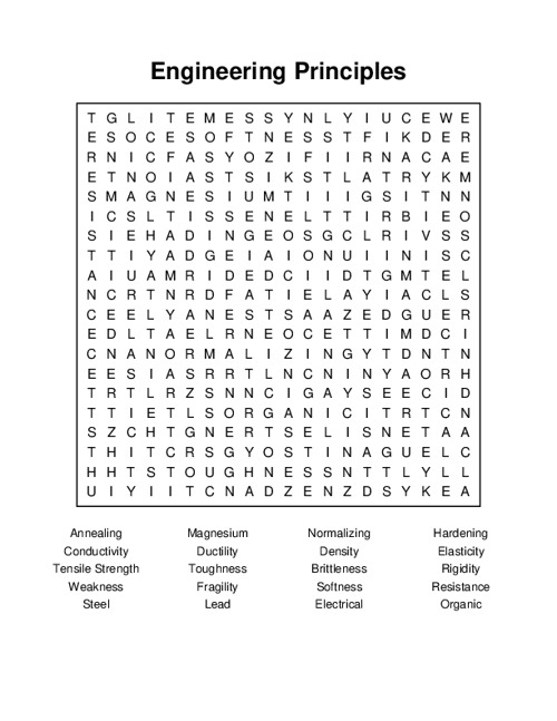 Engineering Principles Word Search Puzzle