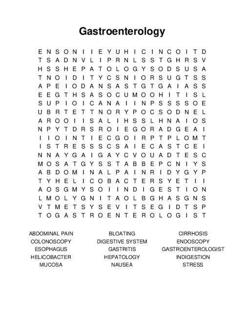 Gastroenterology Word Search Puzzle