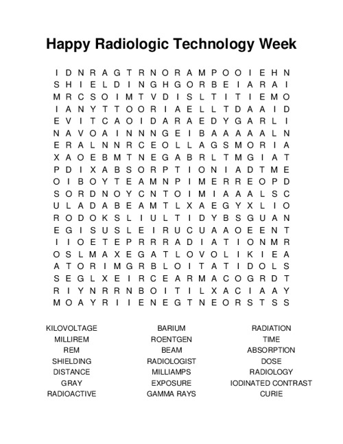 Happy Radiologic Technology Week Word Search Puzzle