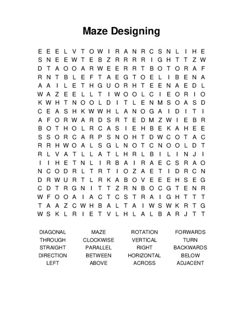 Maze Designing Word Search Puzzle