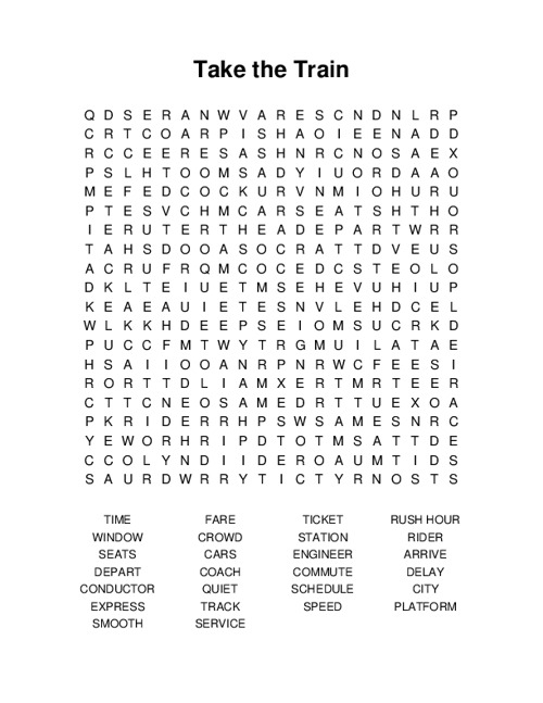 Take the Train Word Search Puzzle