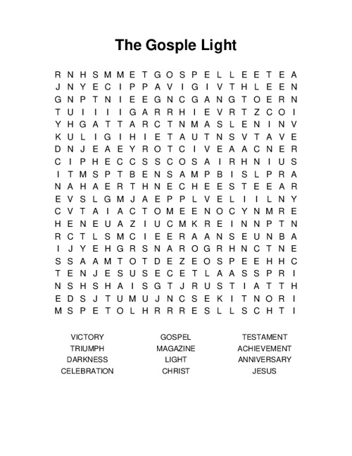 The Gosple Light Word Search Puzzle