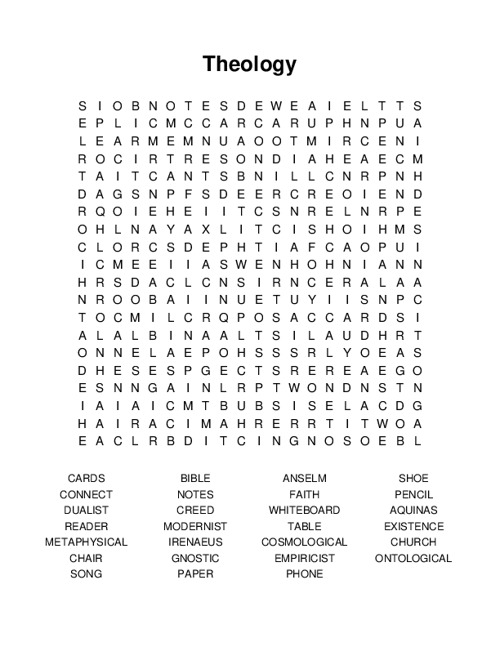 Theology Word Search Puzzle