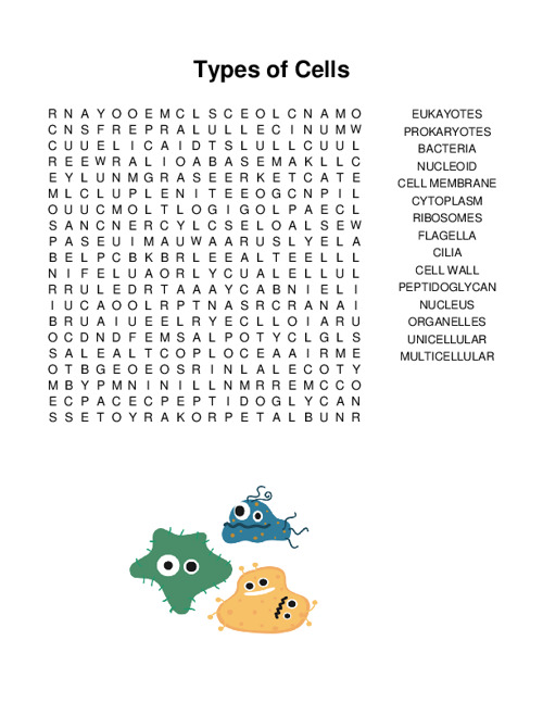 Types of Cells Word Search Puzzle