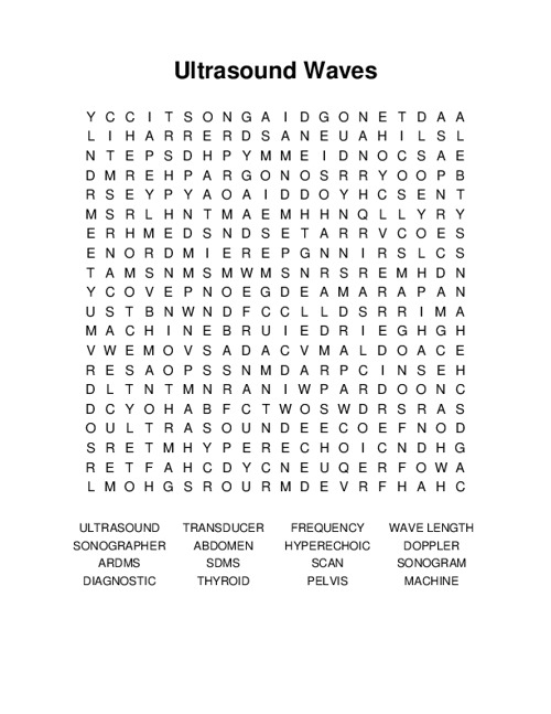 Ultrasound Waves Word Search Puzzle