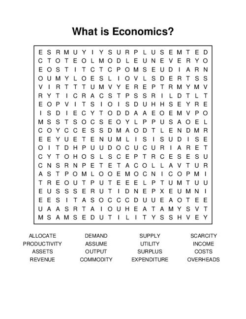 What is Economics? Word Search Puzzle