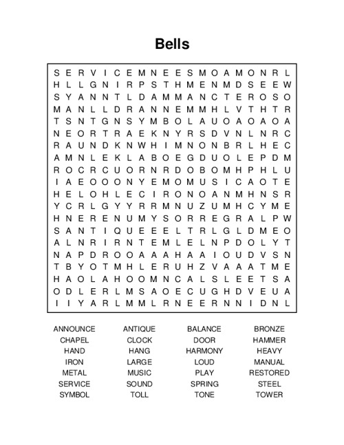 Bells Word Search Puzzle