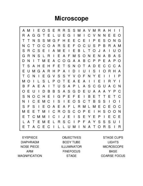 Microscope Word Search Puzzle