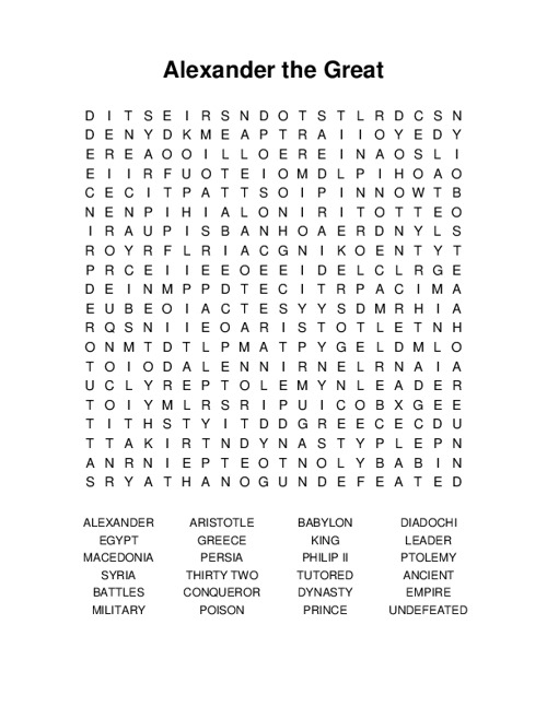 Alexander the Great Word Search Puzzle