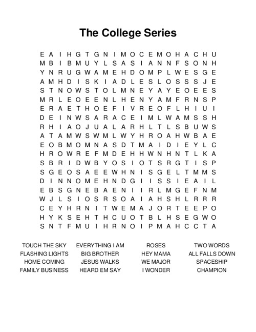 The College Series Word Search Puzzle