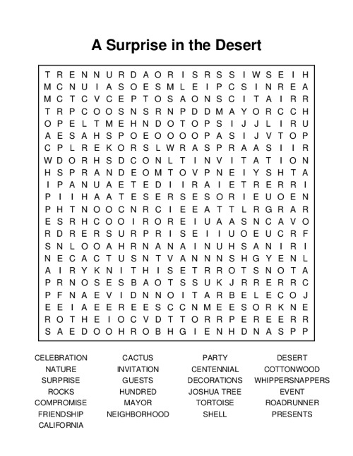 A Surprise in the Desert Word Search Puzzle