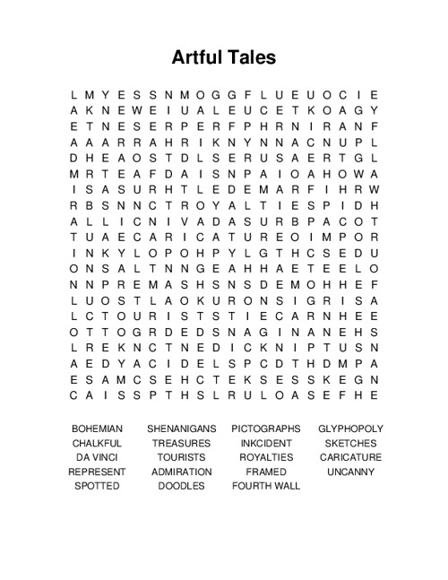 Artful Tales Word Search Puzzle