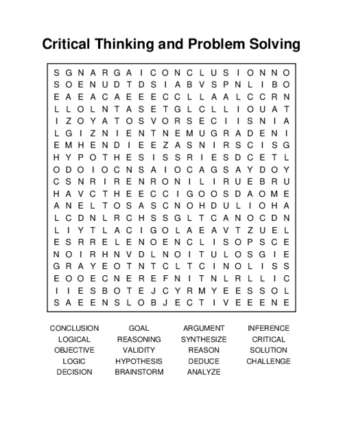 Critical Thinking and Problem Solving Word Search Puzzle