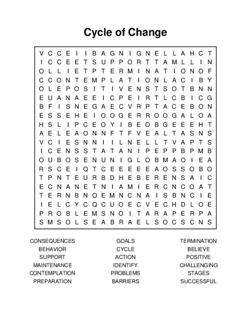 Cycle of Change Word Search Puzzle