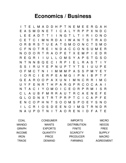 Economics / Business Word Search Puzzle