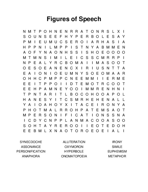 Figures of Speech Word Search Puzzle