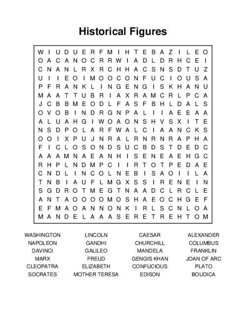 Historical Figures Word Search Puzzle