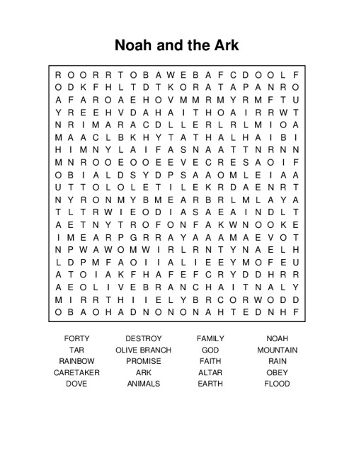 Noah and the Ark Word Search Puzzle