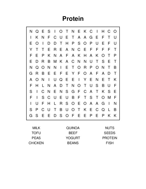 Protein Word Search Puzzle