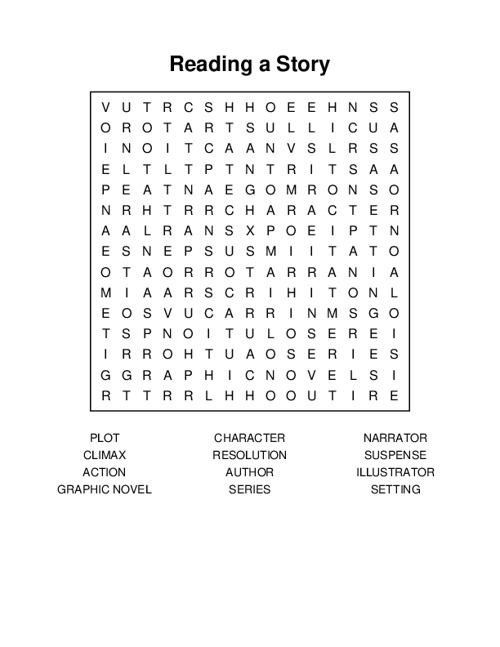 Reading a Story Word Search Puzzle