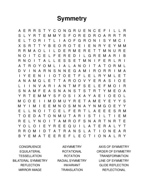 Symmetry Word Search Puzzle