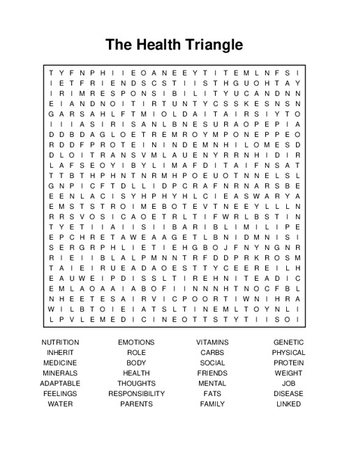 The Health Triangle Word Search Puzzle