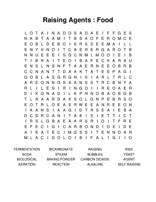 Raising Agents : Food Word Search Puzzle