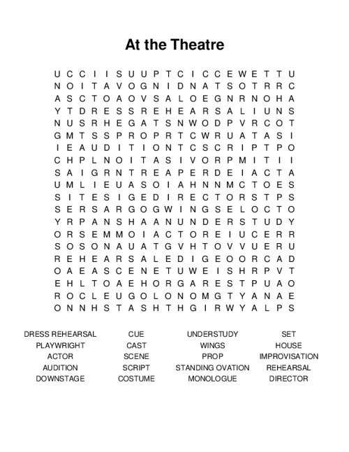 At the Theatre Word Search Puzzle