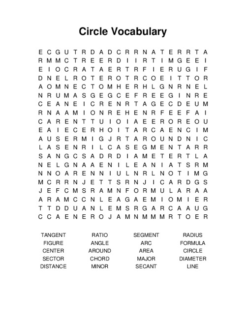 Circle Vocabulary Word Search Puzzle