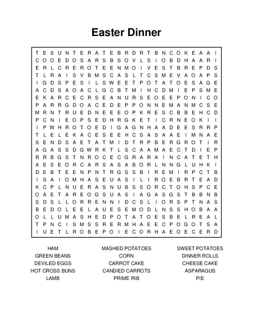 Easter Dinner Word Search Puzzle