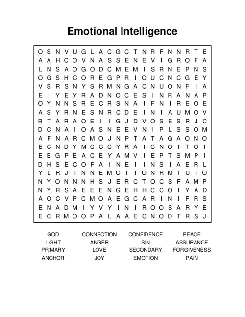 Emotional Intelligence Word Search Puzzle