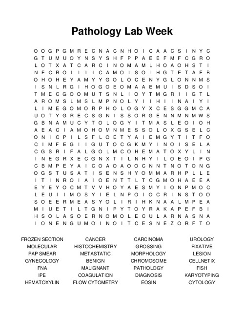 Pathology Lab Week Word Search Puzzle
