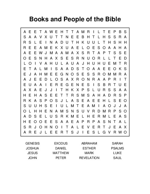 Books and People of the Bible Word Search Puzzle