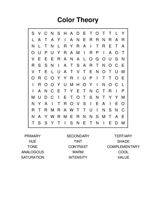 Color Theory Word Search Puzzle