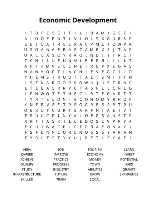 Economic Development Word Search Puzzle