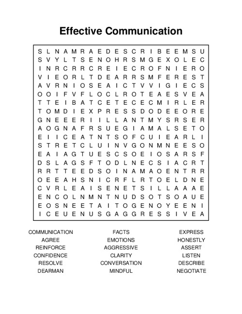 Effective Communication Word Search Puzzle
