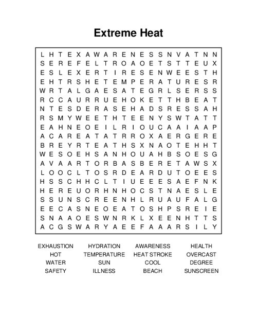 Extreme Heat Word Search Puzzle