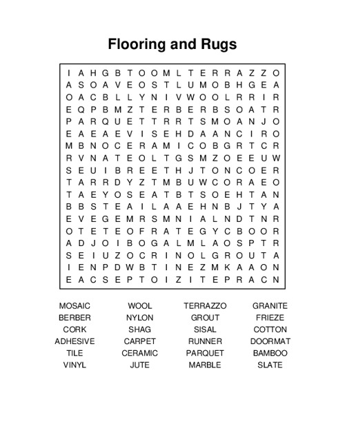 Flooring and Rugs Word Search Puzzle