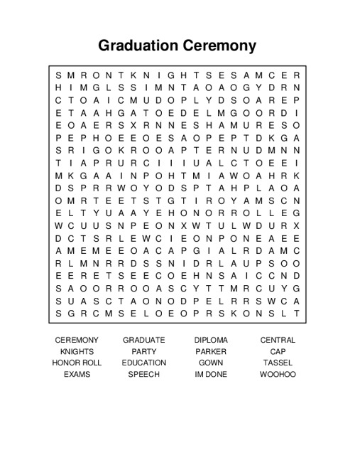 Graduation Ceremony Word Search Puzzle