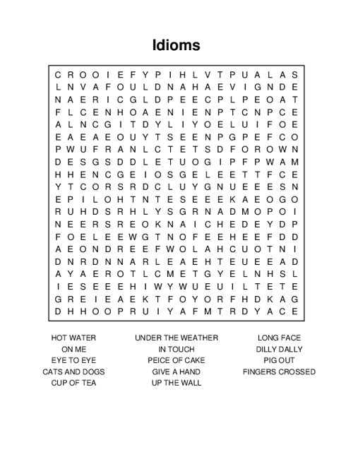 Idioms Word Search Puzzle