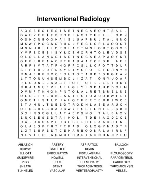 Interventional Radiology Word Search Puzzle