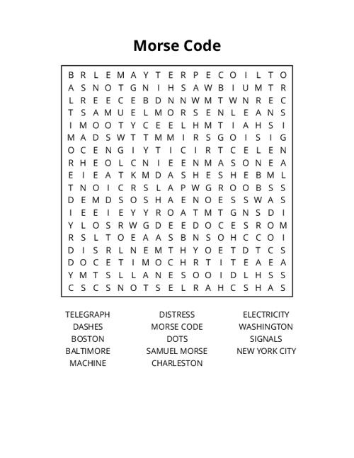 Morse Code Word Search Puzzle