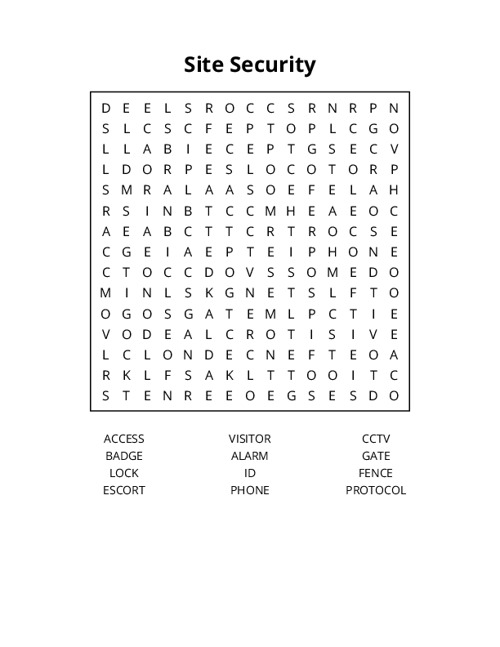 Site Security Word Search Puzzle