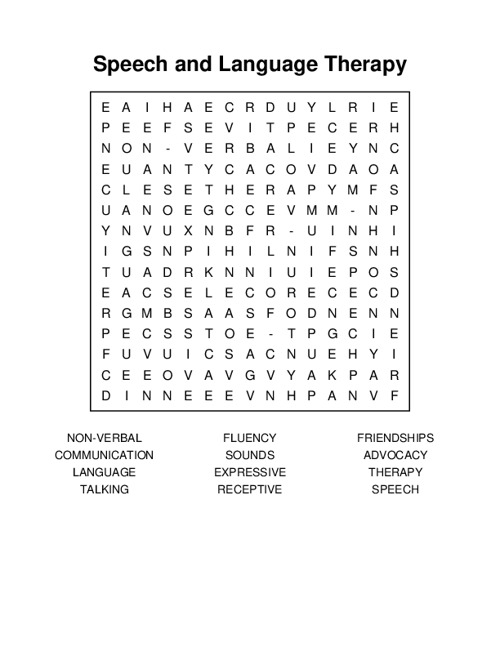 Speech and Language Therapy Word Search Puzzle