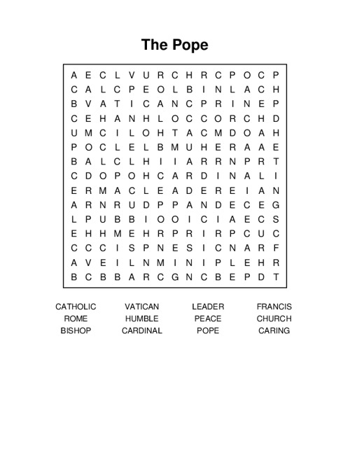 The Pope Word Search Puzzle